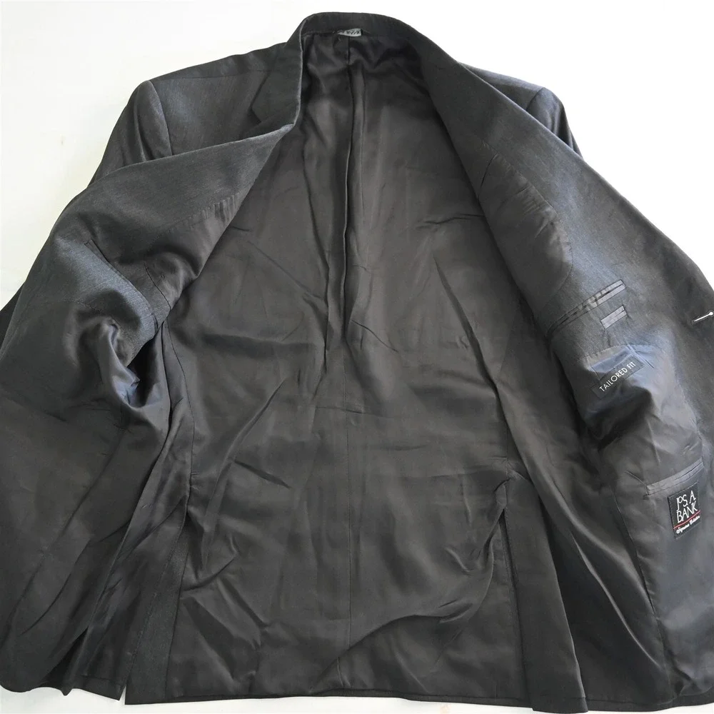 Jos A Bank 42R Charcoal Gray 100% Wool Mens Blazer Suit‎ Jacket Sport Coat